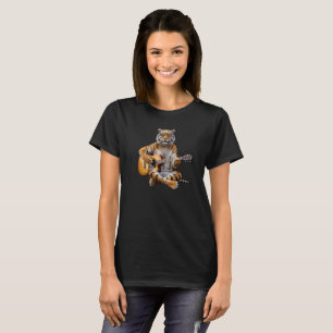 Camiseta do Tigre Engraçado Rock Star