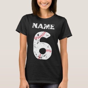 Camiseta do Time de Beisebol 6 Nome e Número