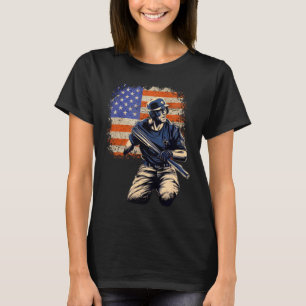 Camiseta do time de beisebol da bandeira americana