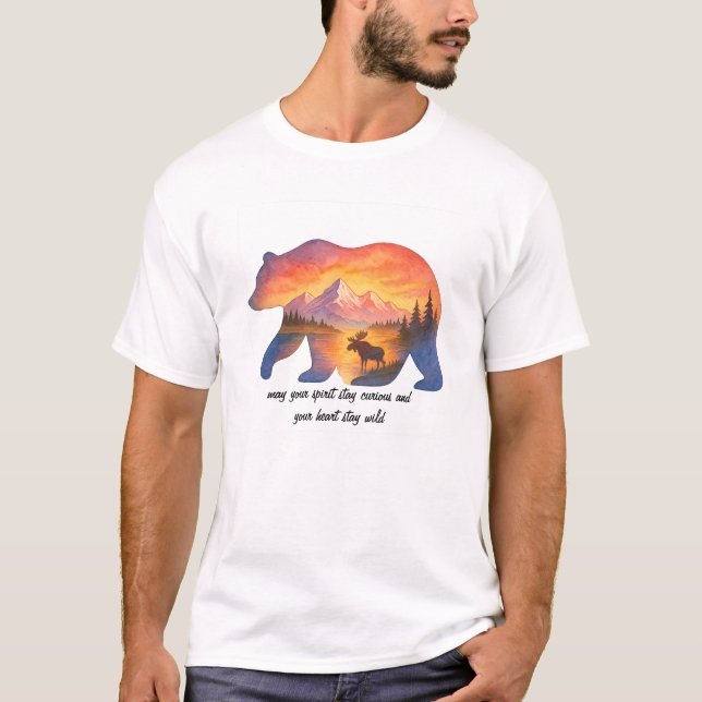 Camiseta do Urso do Pôr do Sol Cênico (Frente)