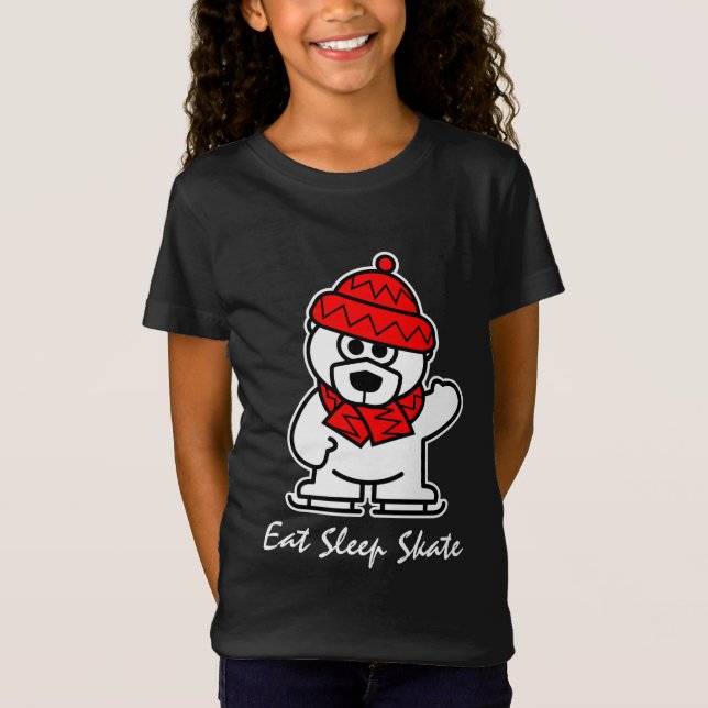 Camiseta do urso polar de patinação no gelo animad (Frente)