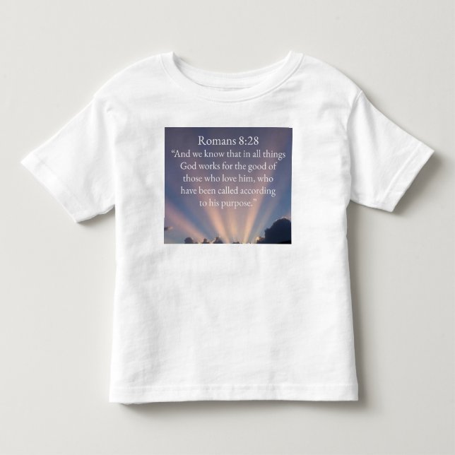 Camiseta do versículo da Bíblia Romanos 8:28 para  (Frente)