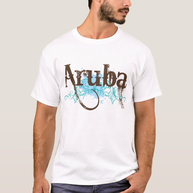 Camiseta do viagem do Grunge de Aruba para homens (Frente)