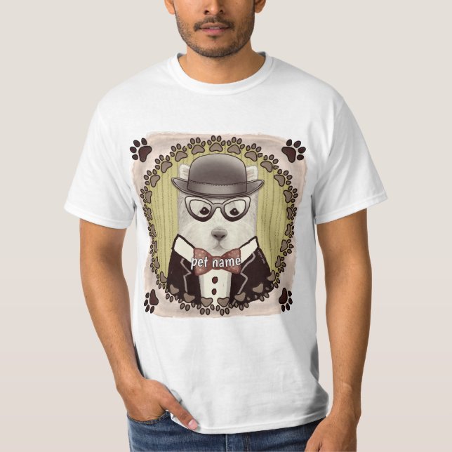 Camiseta do West Highland Terrier usando óculos (Frente)
