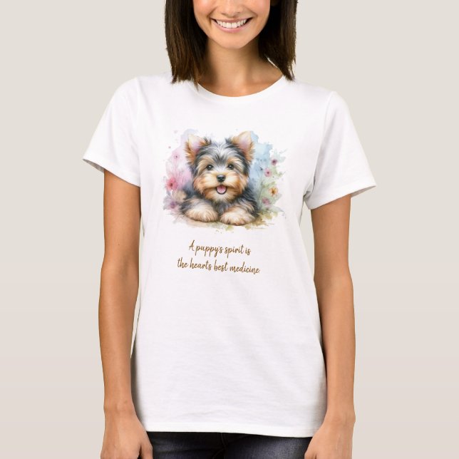 Camiseta do Yorkshire Terrier com Citação (Frente)