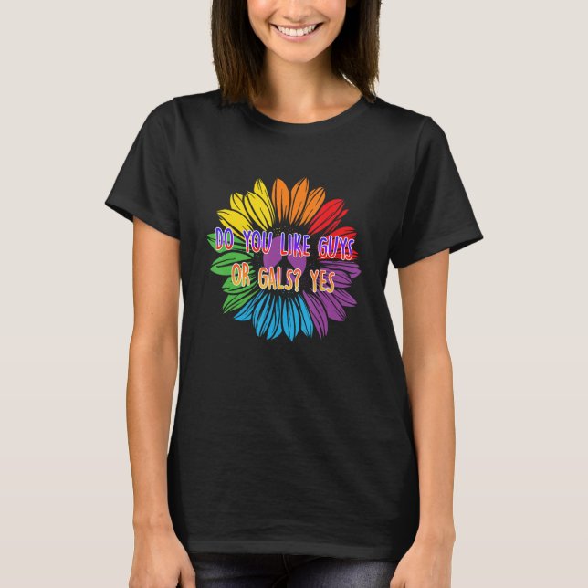 Camiseta Do You Like Guys or Gals Bisexual LGBTQ Bi Pride   (Frente)