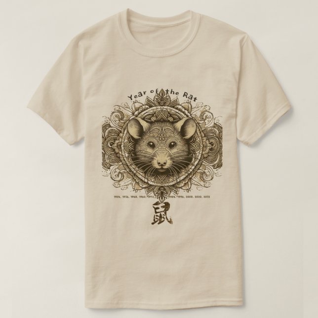 Camiseta do Zodíaco Chinês "Rato" (Frente do Design)