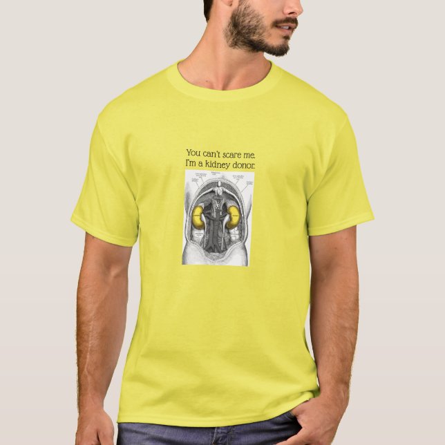 Camiseta Doador de Rins, você não pode me assustar, amarelo (Frente)