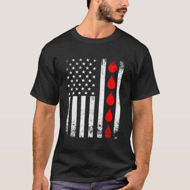 Camiseta Doador de Sangue Flebotomista Bandeira Americana D (Frente)