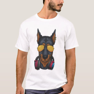 Camiseta Dobberman Modern White e Black Art Trendy