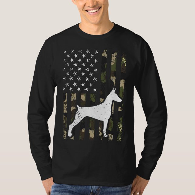 Camiseta Doberman Camouflage Usa Flag (Frente)