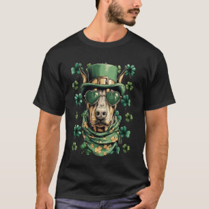 Camiseta Doberman com Óculos de Sol Corações Trevos St Patr