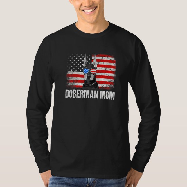 Camiseta Doberman Dad American Flag Father's Day (Frente)