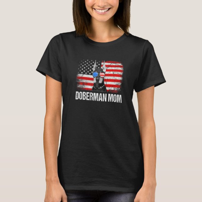 Camiseta Doberman Dad American Flag Father's Day (Frente)