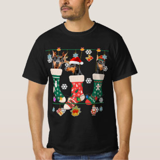 Camiseta Doberman De Natal Bonito Em Papais noeis De Sock X