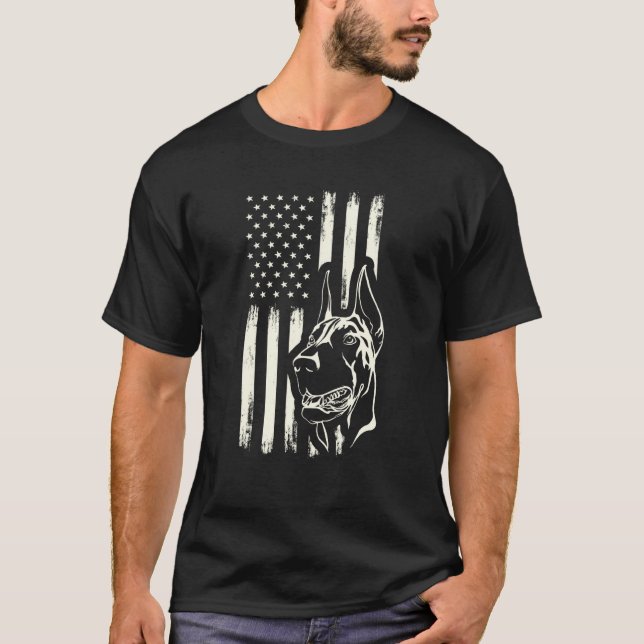 Camiseta Doberman Dog Pinscher American Flag Dogs Of Americ (Frente)