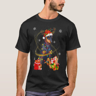Camiseta Doberman Dog Reindeer Santa Christmas Dogs Pajamas