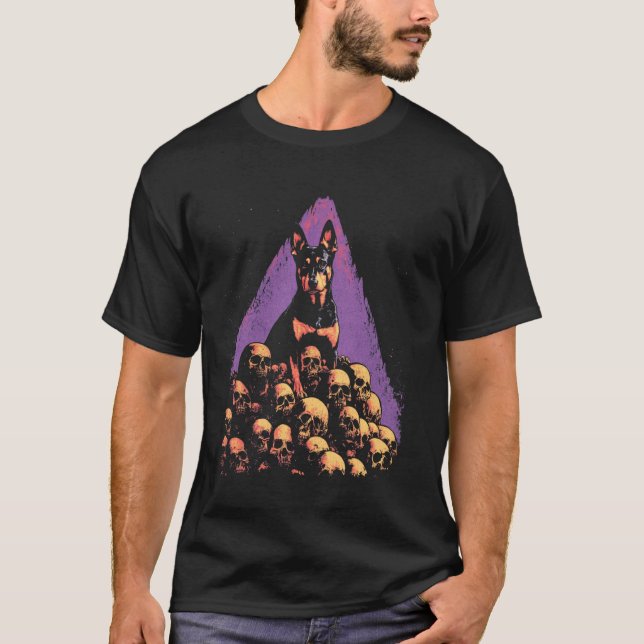 Camiseta Doberman Esqueleto Montanha Goth Moderno (Frente)