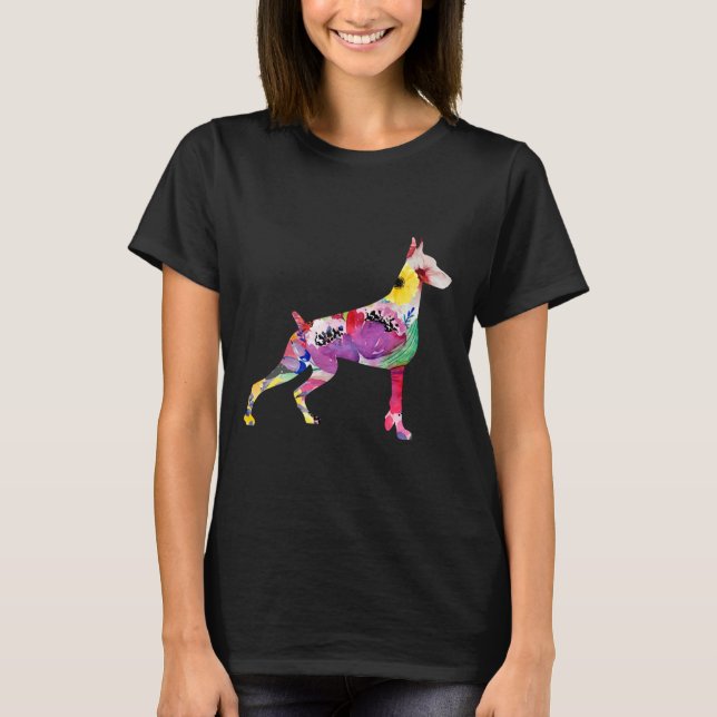 Camiseta Doberman Flower Doberman Doberman Funny Dobermans (Frente)