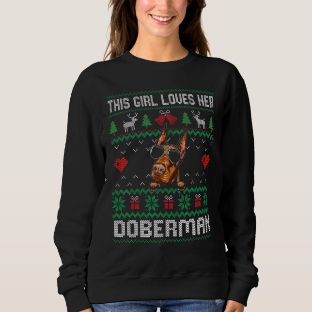 Camiseta Doberman Girl Cool Ugly Christmas for Dog Mom (Frente)
