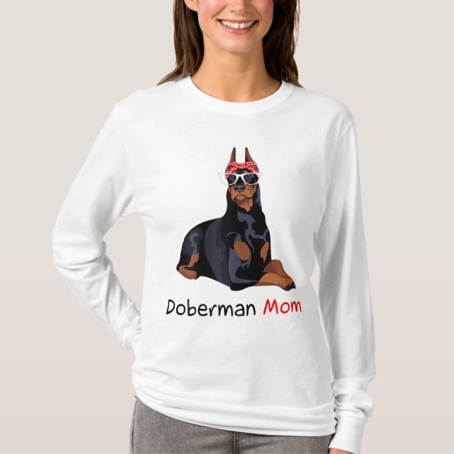 Camiseta Doberman Mãe Cão Bandana Pet Lover Gift (Frente)