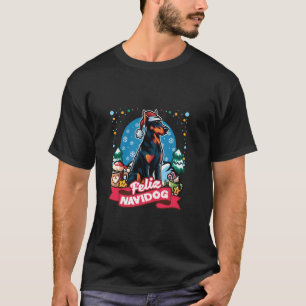 Camiseta Doberman Papai Noel Café Mug Feliz Natal Do