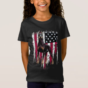 Camiseta Doberman Pinscher American Flag USA Awo