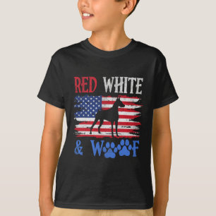 Camiseta Doberman Pinscher American Flag Usa Red White E