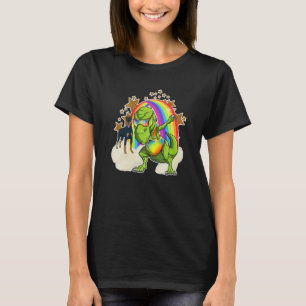 Camiseta Doberman Pinscher Cavalga Nuvem de Arco-íris ao La