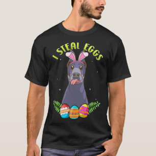 Camiseta Doberman Pinscher de Páscoa com orelhas de coelho