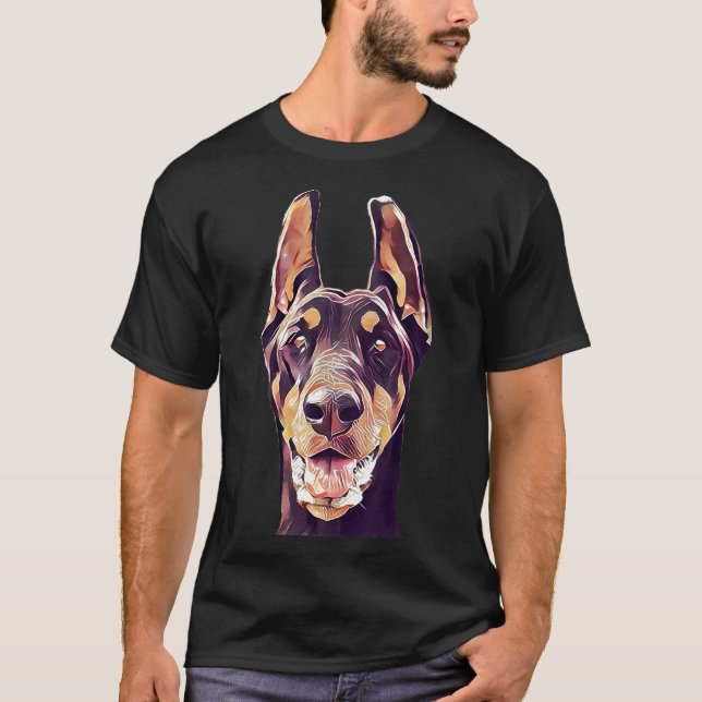 Camiseta Doberman Pinscher Dobie Dog Design (Frente)