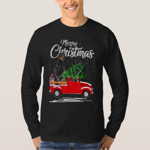 Camiseta Doberman Pinscher Dog Ride Red Truck Christmas Paj