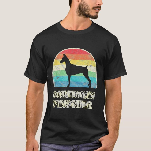 Camiseta Doberman Pinscher - Estilo Vintage Cão (Frente)