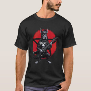 Camiseta Doberman Pinscher Heavy Metal Guitar Rock Cão Amor
