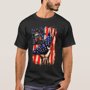Camiseta Doberman Pinscher Patriótico da Moda Bandeira Amer