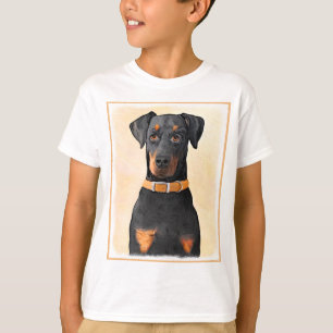 Camiseta Doberman Pinscher Pintura Original Descortada