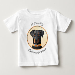 Camiseta Doberman Pinscher Pintura Original Descortada