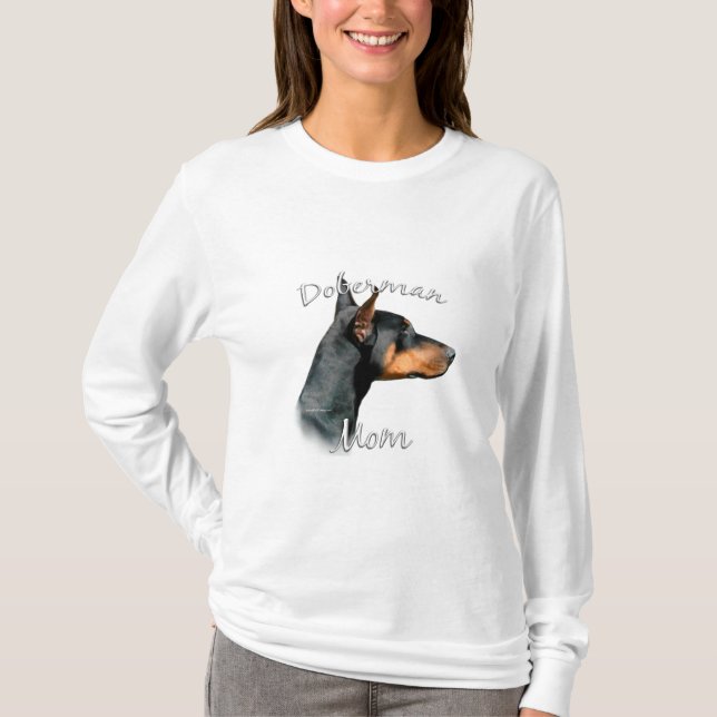 Camiseta Doberman Pinscher (preto) Mãe 2 (Frente)