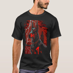 Camiseta Doberman Pinscher Relâmpago Trovão Pós Apocalíptic