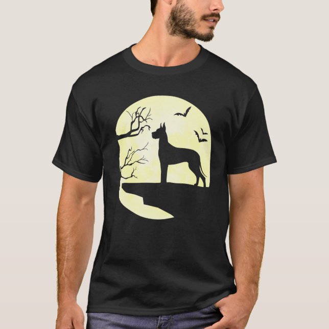 Camiseta Doberman Pinscher Silhout Em Cachorros De Lua Comp (Frente)