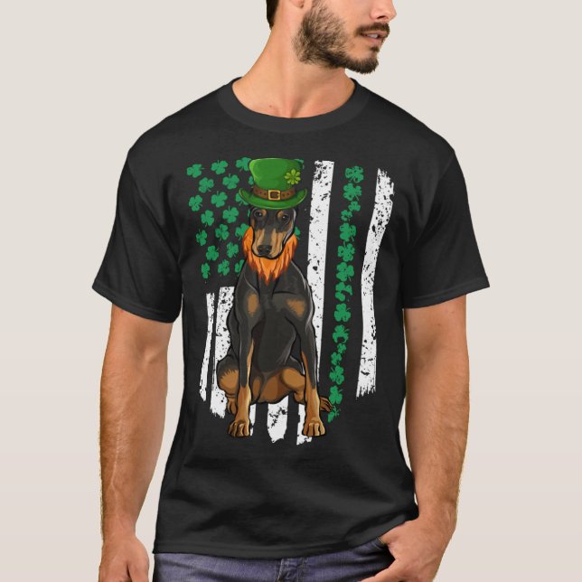 Camiseta Doberman Pinscher St Patricks Day Irish American F (Frente)