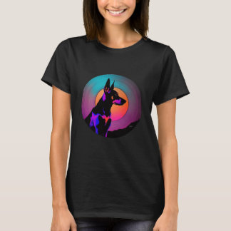 Camiseta Doberman Pinscher Synthwave 80s Retrowave Aestheti