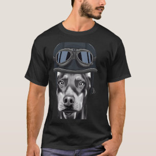 Camiseta Doberman Pinscher Vestindo a vinda de motocicleta