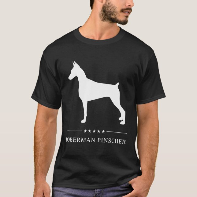Camiseta Doberman Pinscher White Silhouette (Frente)