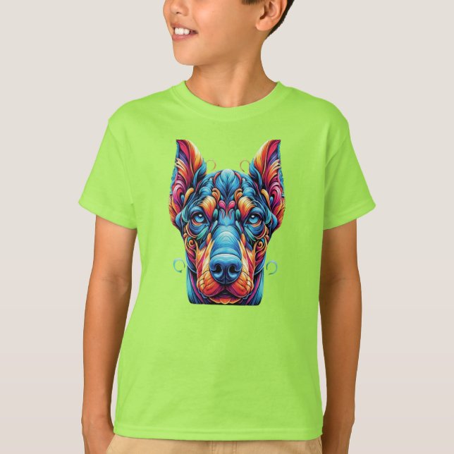Camiseta Doberman Rainbow Colorful (Frente)