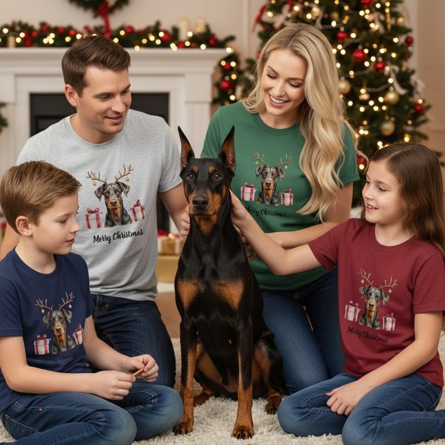 Camiseta Doberman Reindeer (Criador carregado)