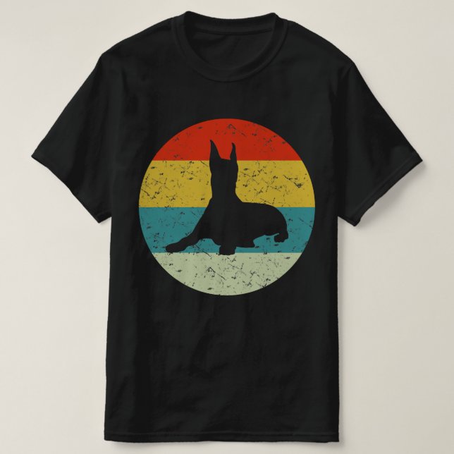 Camiseta doberman retro vintage silhouette 70s (Frente do Design)
