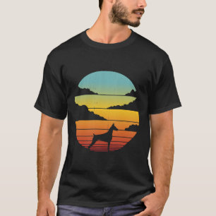 Camiseta Doberman Retro Vintage Sunset S S Para Homens Mulh