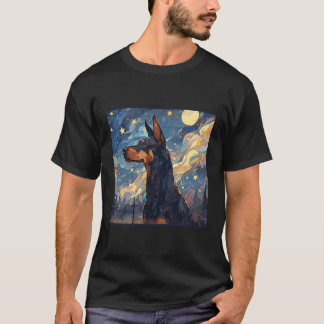 Camiseta Doberman Starry Night For Dog Mãe Pai