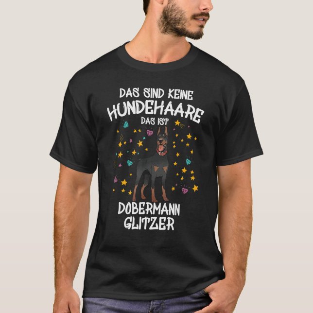 Camiseta Dobermann Glitter Dog Holder Idea Dobi Diversão (Frente)